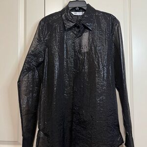 Zara Metallic Black Textured Shirt